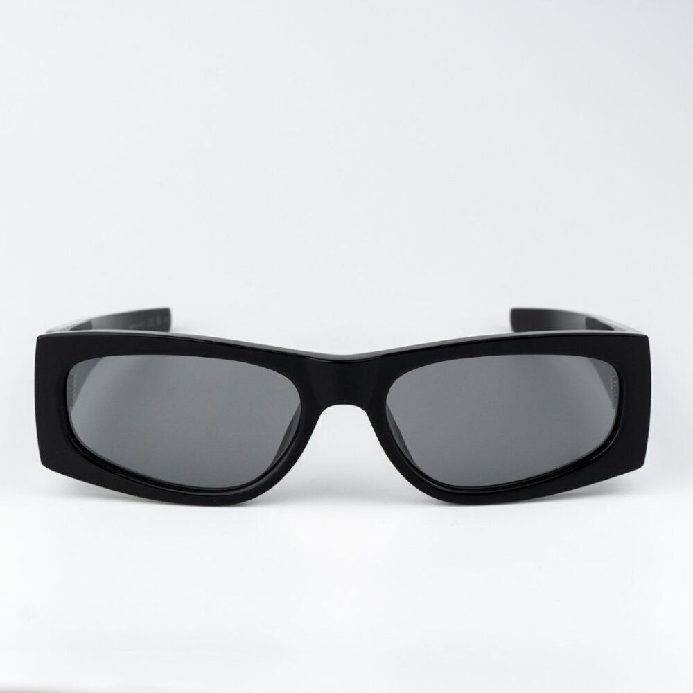 NEW Saint Laurent SLM140/F 002 Black Grey Mirror Rectangle Unisex Sunglasses